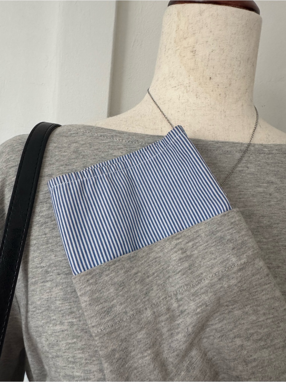 J. Crew Office Grey Stripe Sleeve Boat Neck Long Sleeve Top - Picture 3 of 4